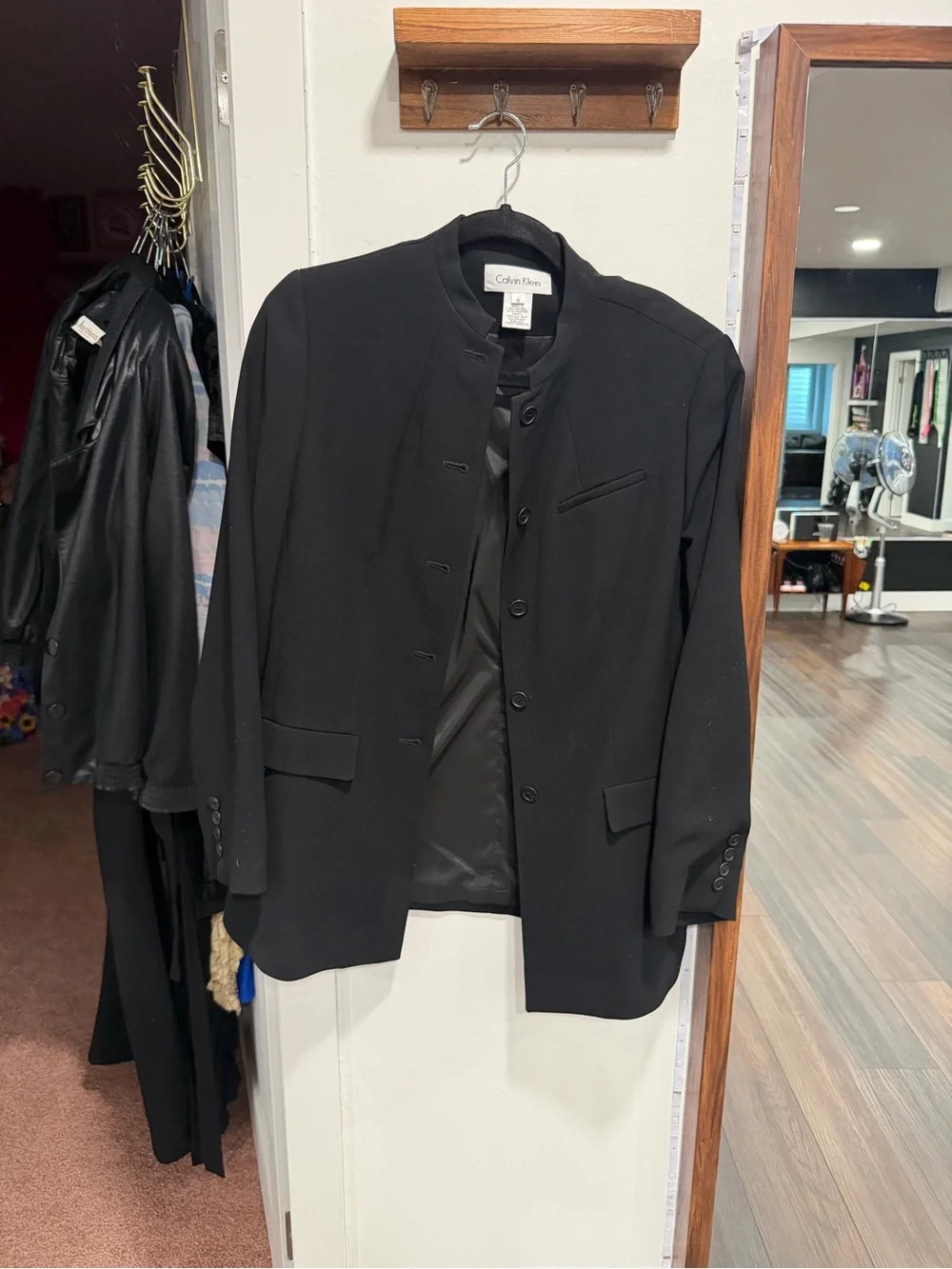 Calvin Klein Black Women's Mandarin-Collar Blazer